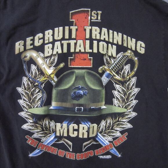 USMC Marine Corps Shirt Mens Large Black MCRD 1st Recruit Training 7.62 Design - Picture 8 of 9